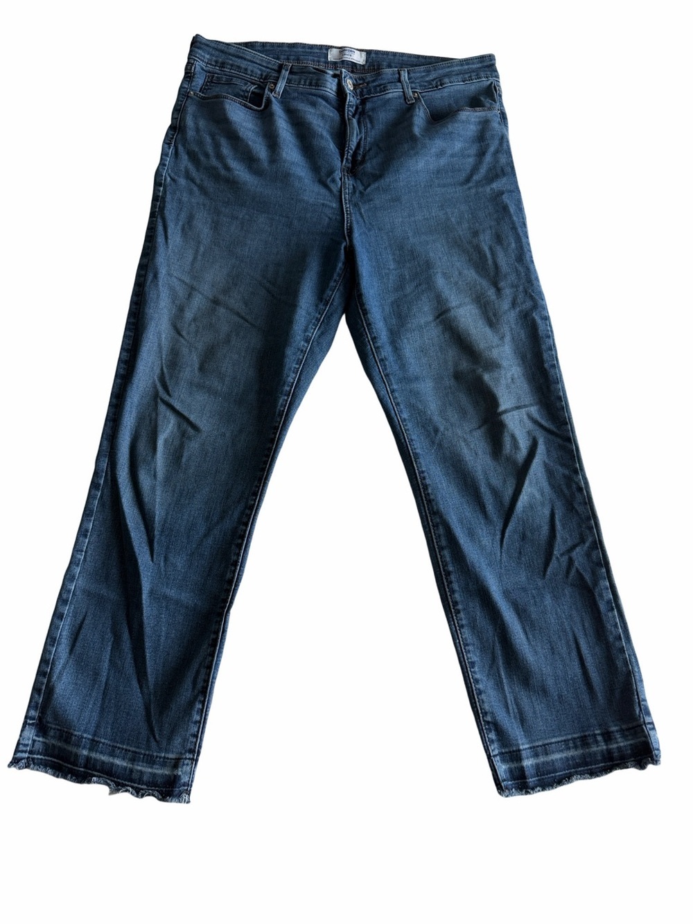 Denizen Levi's Light Blue High-Rise Ankle Straight Jeans. Size 16. Frayed Cuffs.